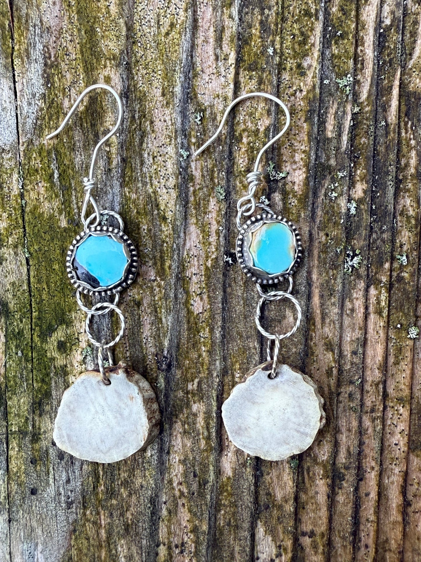 Turquoise and Antler Earrings