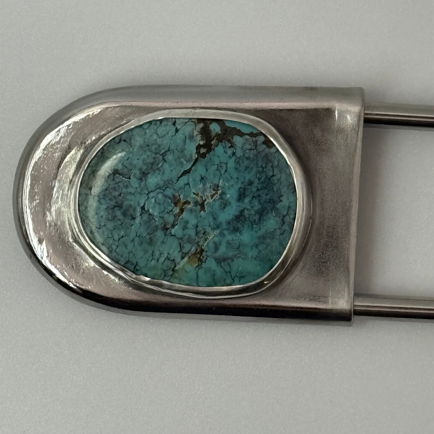 Turquoise Safety Pin Key Chain #1