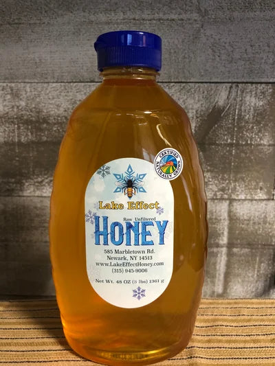 3 Pound Bottle of Pure and Natural Raw Honey- Locust, Maple Trees in Finger Lakes area NY