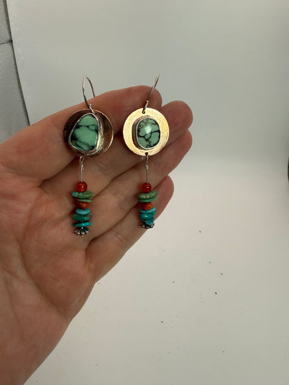 Copper and Variscite Earrings