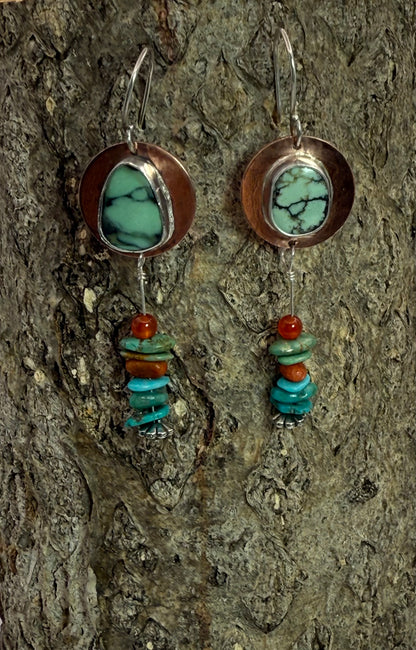 Copper and Variscite Earrings