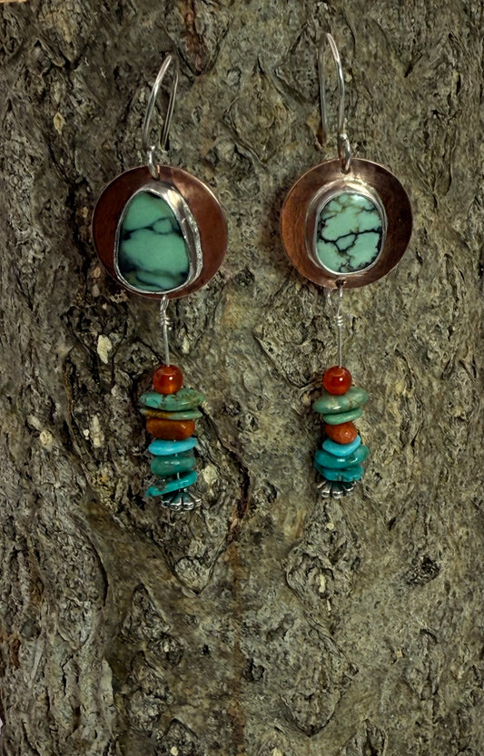 Copper and Variscite Earrings