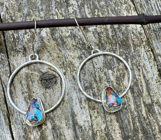 Hoops with Purple Mojave Stones