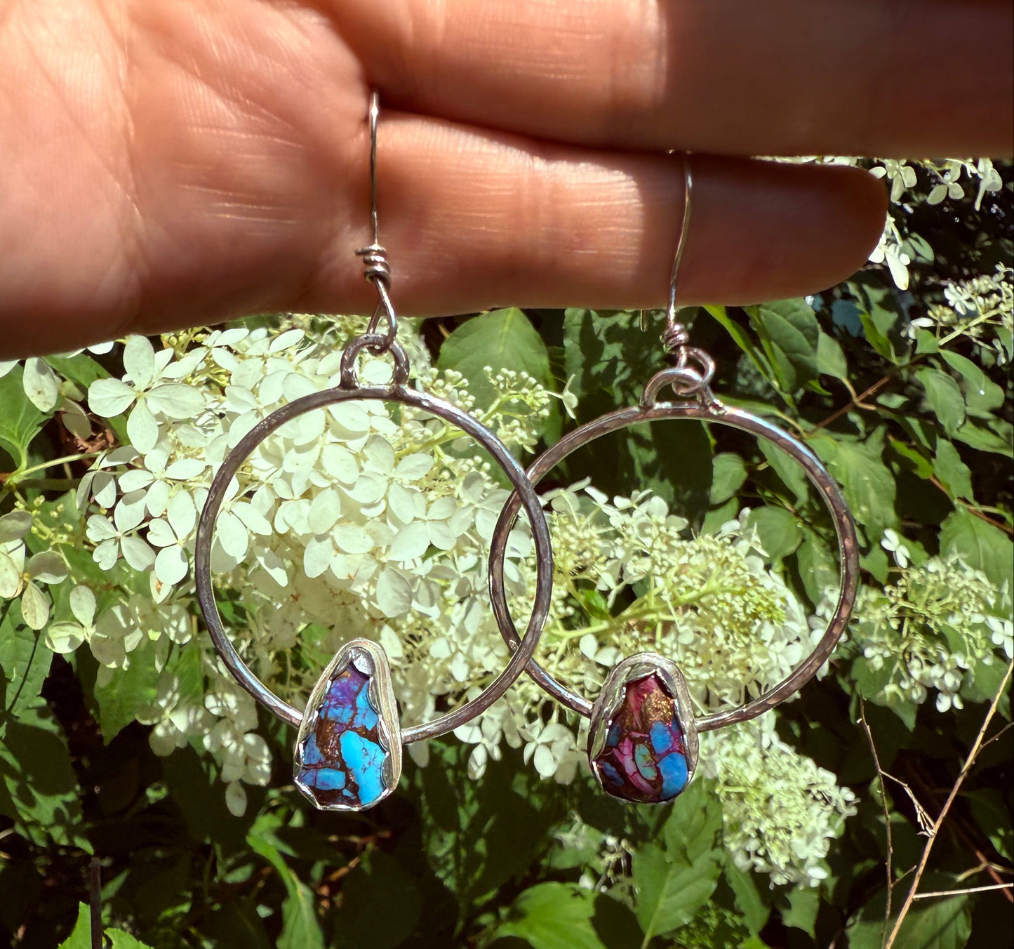Hoops with Purple Mojave Stones