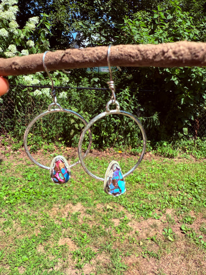 Hoops with Purple Mojave Stones