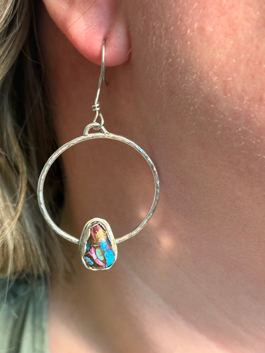 Hoops with Purple Mojave Stones