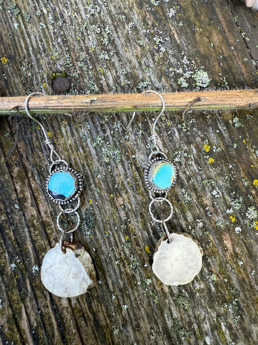 Turquoise and Antler Earrings