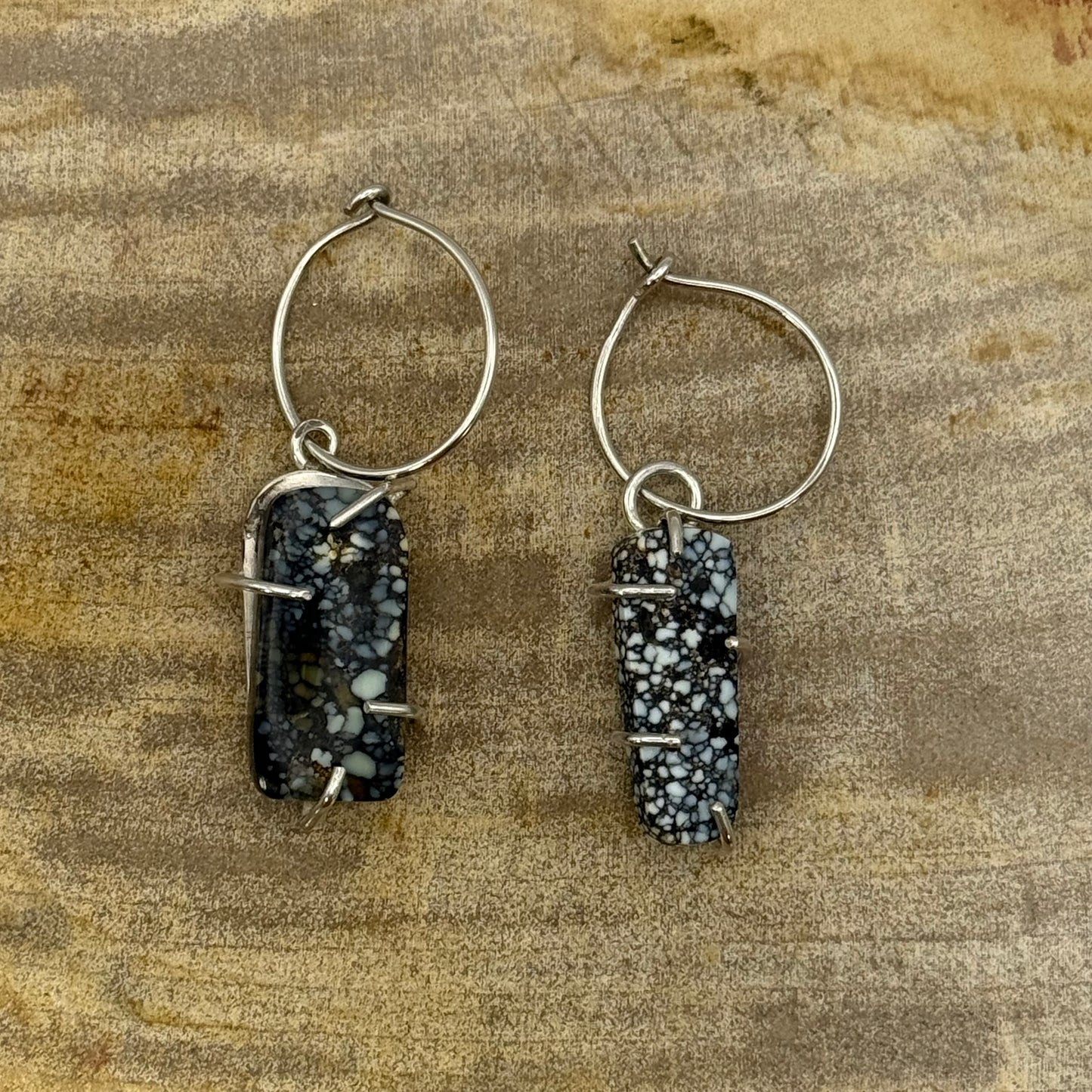 Asymmetrical Variscite Prong Earrings