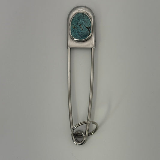 Turquoise Safety Pin Key Chain #1
