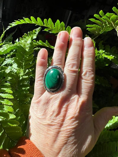 Vintage Malachite signed ring