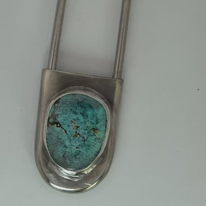Turquoise Safety Pin Key Chain #1